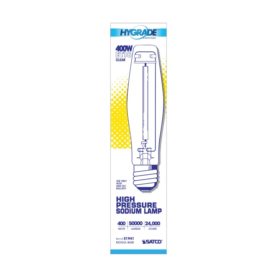 400 Watt - High Pressure Sodium HID - Mogul base - ET18 - Clear - 22 CRI - 2100K - Image 2