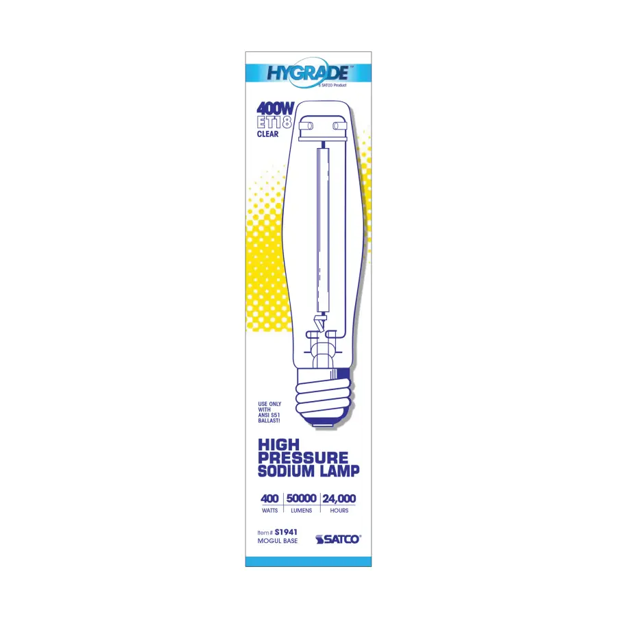 400 Watt - High Pressure Sodium HID - Mogul base - ET18 - Clear - 22 CRI - 2100K - Image 3