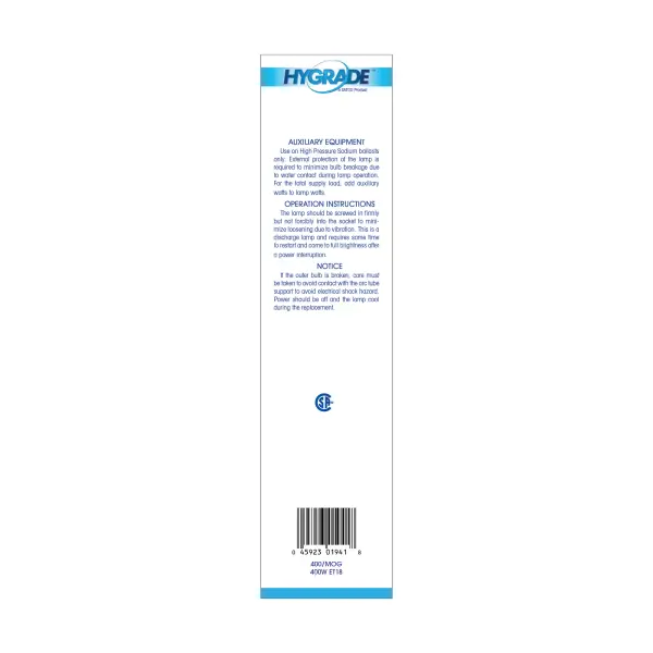 400 Watt - High Pressure Sodium HID - Mogul base - ET18 - Clear - 22 CRI - 2100K - Image 4