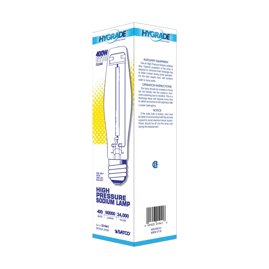 400 Watt - High Pressure Sodium HID - Mogul base - ET18 - Clear - 22 CRI - 2100K - Image 6