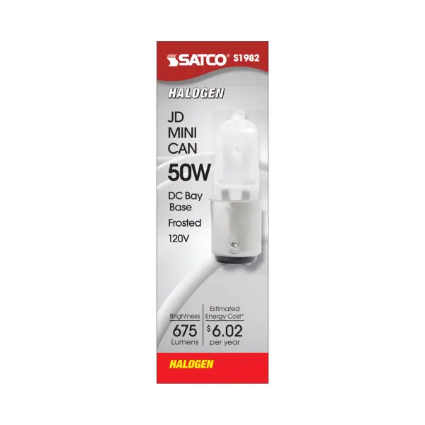 50 Watt - Halogen - T4 - Frosted - 2000 Average rated hours - 675 Lumens - DC Bay base - 120 Volt - alternate view