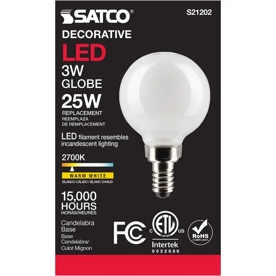 3 Watt G16.5 LED Filament - White - Candelabra base - 90 CRI - 2700K - 120 Volt - Image 5