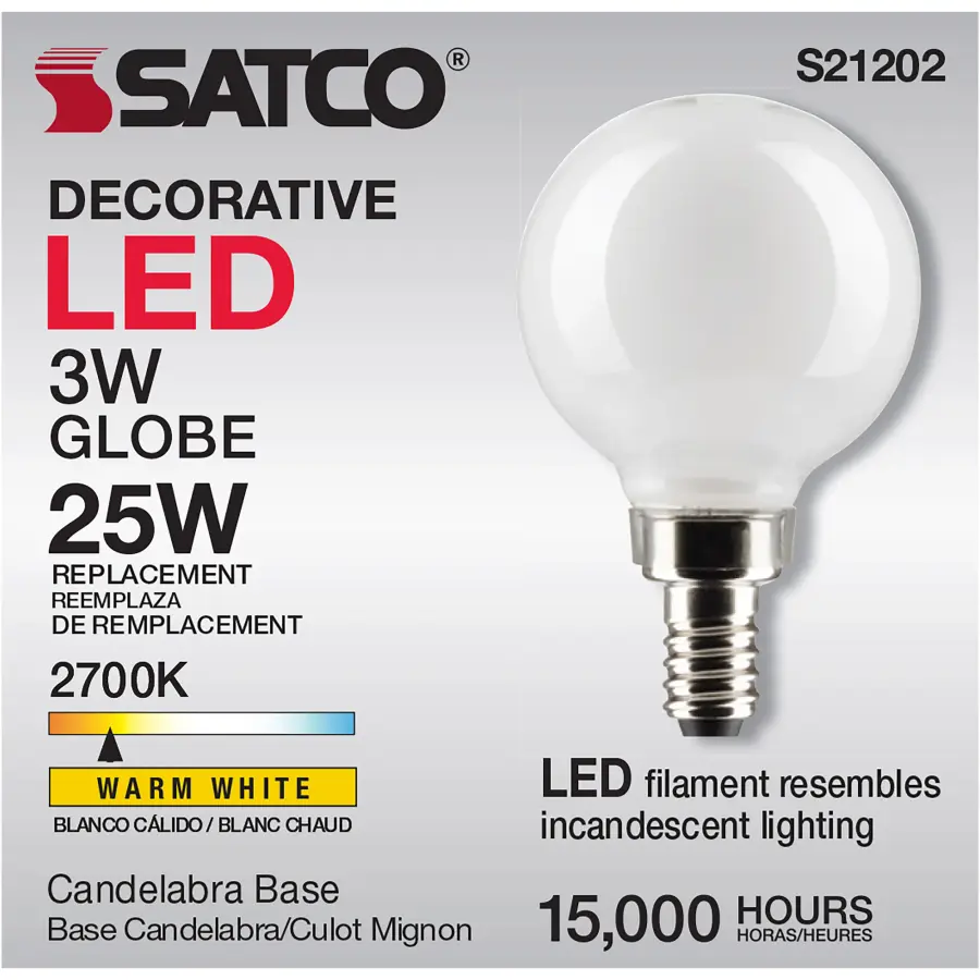 3 Watt G16.5 LED Filament - White - Candelabra base - 90 CRI - 2700K - 120 Volt - Image 7