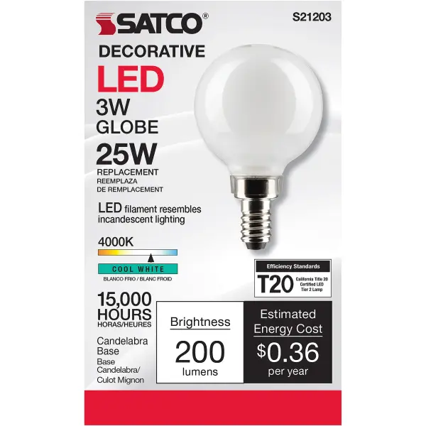 3 Watt G16.5 LED Filament - White - Candelabra base - 90 CRI - 400K - 120 Volt - Image 4