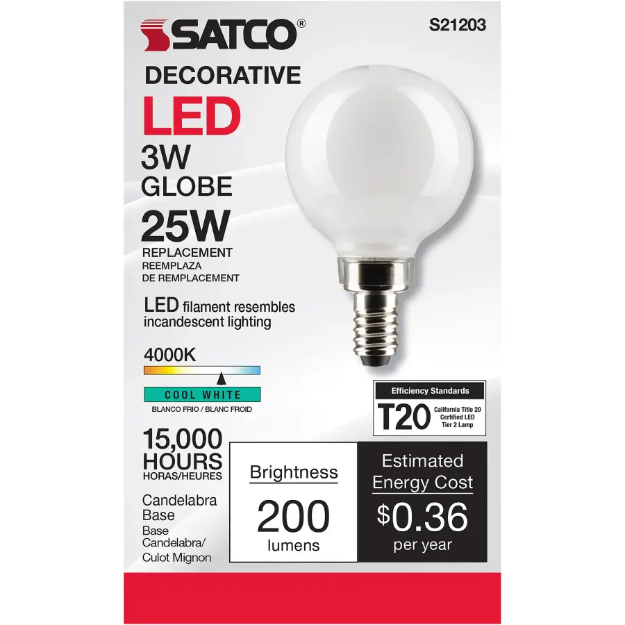 3 Watt G16.5 LED Filament - White - Candelabra base - 90 CRI - 400K - 120 Volt - Image 4