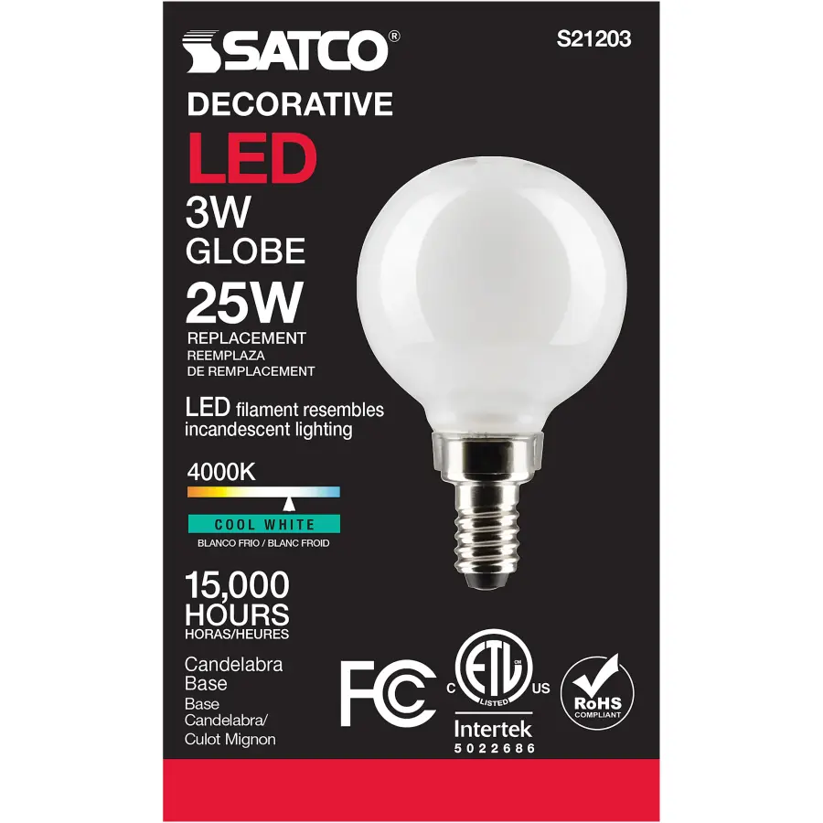 3 Watt G16.5 LED Filament - White - Candelabra base - 90 CRI - 400K - 120 Volt - Image 5