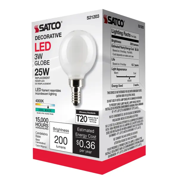 3 Watt G16.5 LED Filament - White - Candelabra base - 90 CRI - 400K - 120 Volt - Image 8