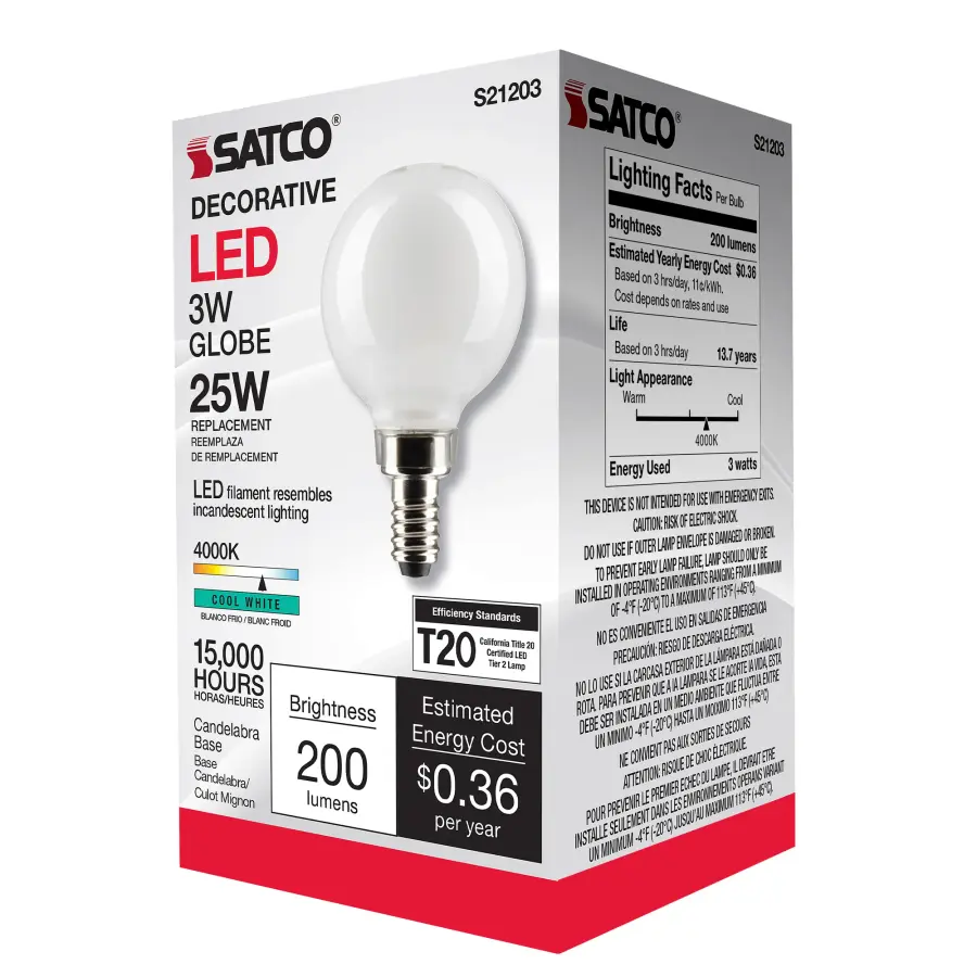 3 Watt G16.5 LED Filament - White - Candelabra base - 90 CRI - 400K - 120 Volt - Image 8