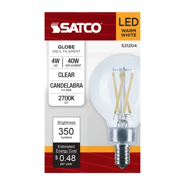 4 Watt G16.5 LED Filament - Clear - Candelabra base - 90 CRI - 2700K - 120 Volt - Image 5