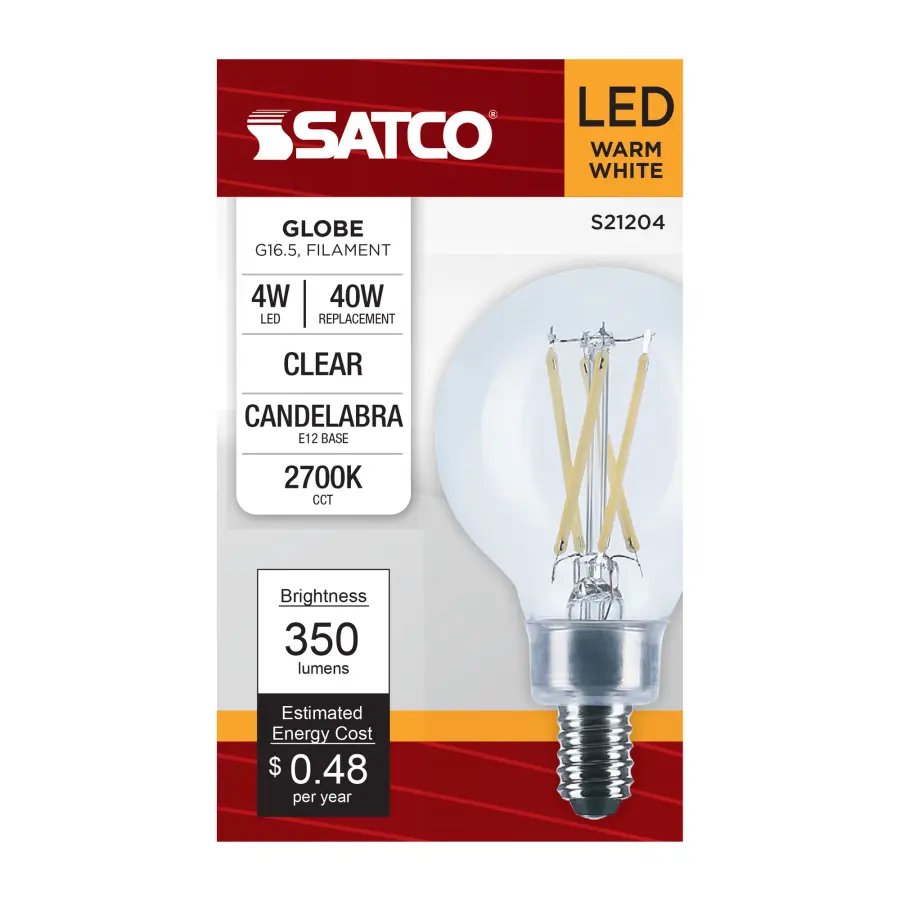 4 Watt G16.5 LED Filament - Clear - Candelabra base - 90 CRI - 2700K - 120 Volt - Image 5