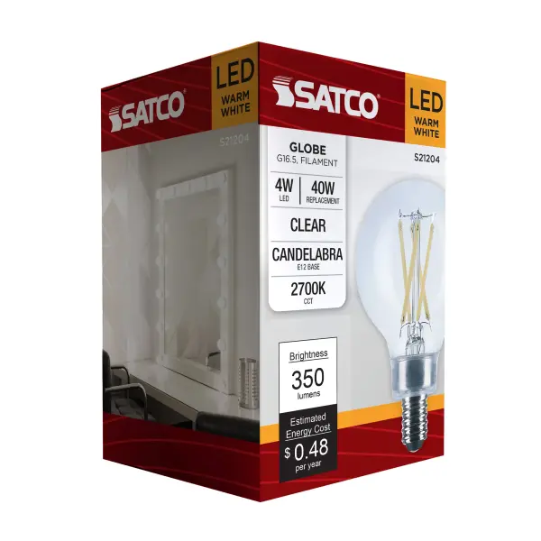 4 Watt G16.5 LED Filament - Clear - Candelabra base - 90 CRI - 2700K - 120 Volt - Image 10