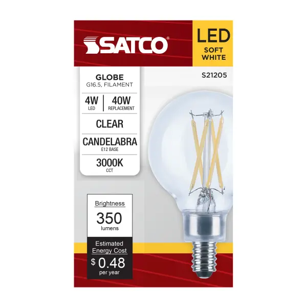 4 Watt G16.5 LED Filament - Clear - Candelabra base - 90 CRI - 3000K - 120 Volt - Image 5