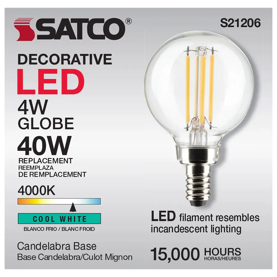 4 Watt G16.5 LED Filament - Clear - Candelabra base - 90 CRI - 4000K - 120 Volt - Image 8