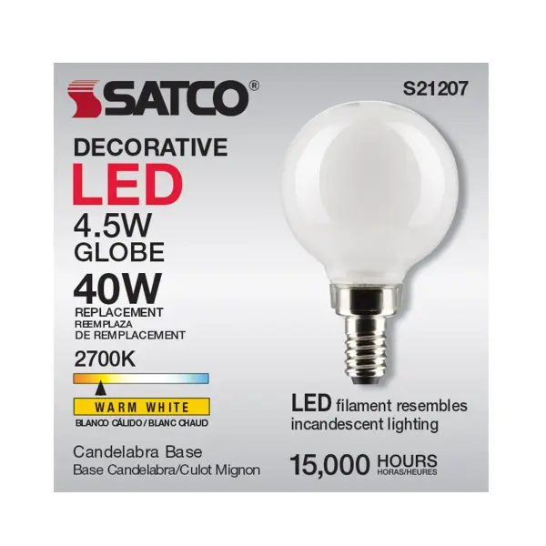4.5 Watt G16.5 LED Filament - White - Candelabra base - 90 CRI - 2700K - 120 Volt - Image 8