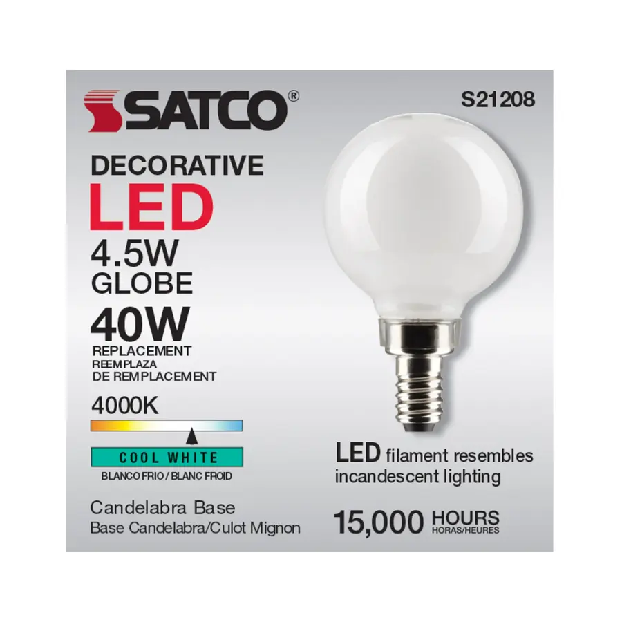 4.5 Watt G16.5 LED Filament - White - Candelabra base - 90 CRI - 4000K - 120 Volt - Image 11