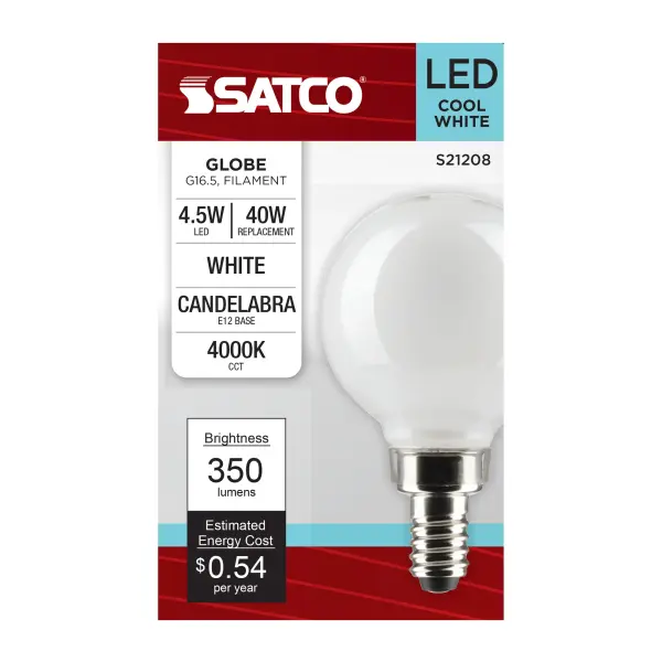 4.5 Watt G16.5 LED Filament - White - Candelabra base - 90 CRI - 4000K - 120 Volt - Image 4