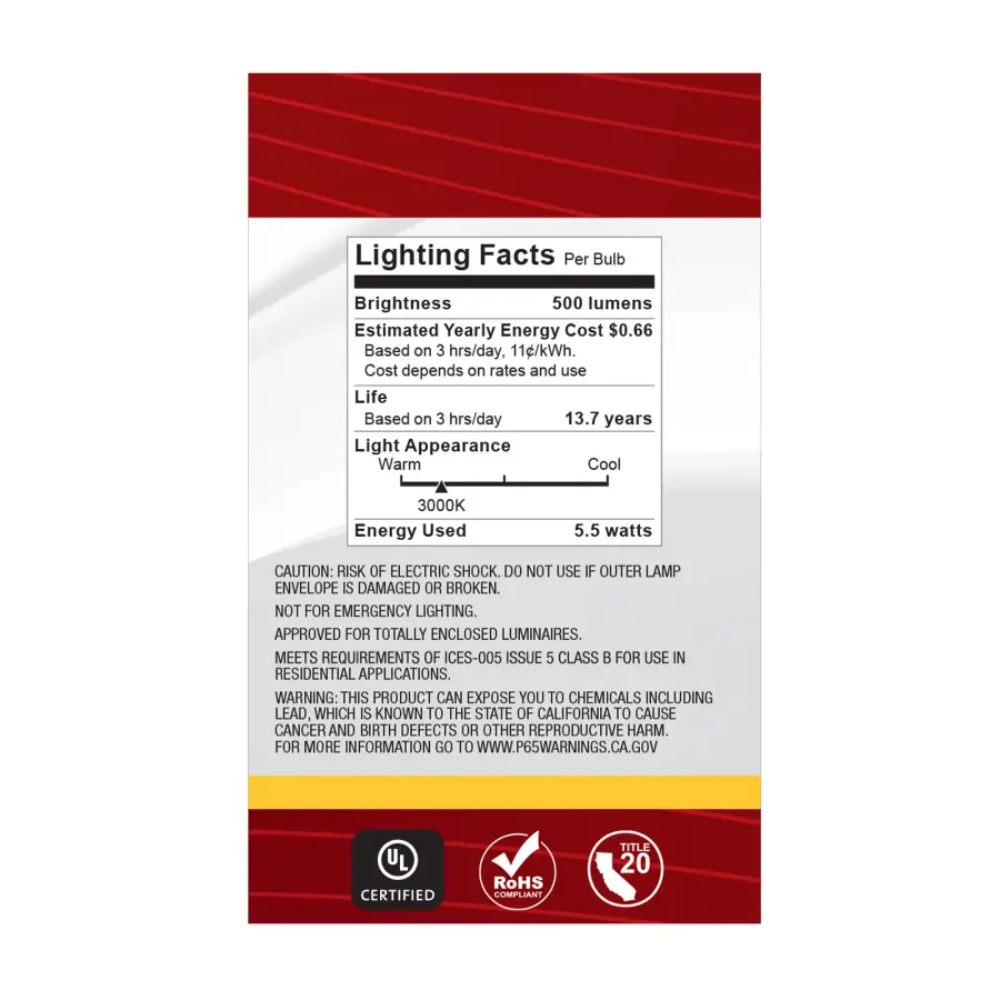 5.5 Watt G16.5 LED Filament - Clear - Candelabra base - 90 CRI - 3000K - 120 Volt - Image 10