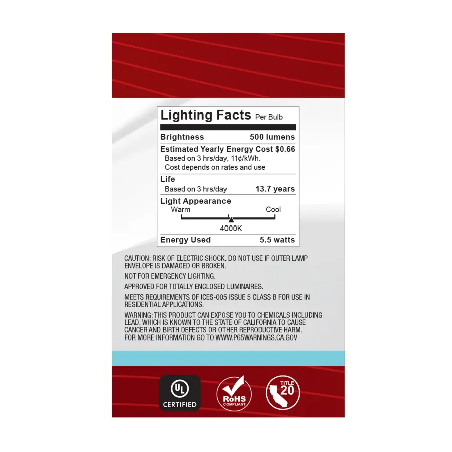 5.5 Watt G16.5 LED Filament - Clear - Candelabra base - 90 CRI - 4000K - 120 Volt - Image 7