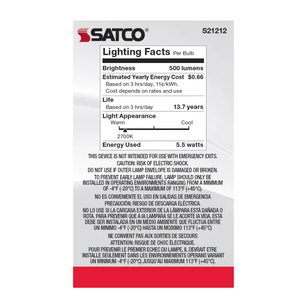 5.5 Watt G16.5 LED Filament - White - Candelabra base - 90 CRI - 2700K - 120 Volt - Image 6
