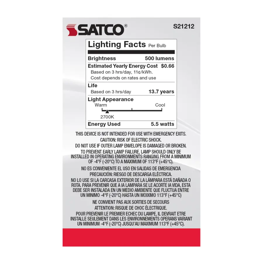 5.5 Watt G16.5 LED Filament - White - Candelabra base - 90 CRI - 2700K - 120 Volt - Image 6