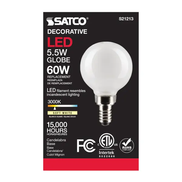 5.5 Watt G16.5 LED Filament - White - Candelabra base - 90 CRI - 3000K - 120 Volt - Image 5