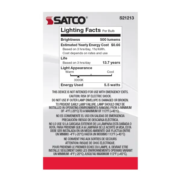 5.5 Watt G16.5 LED Filament - White - Candelabra base - 90 CRI - 3000K - 120 Volt - Image 6