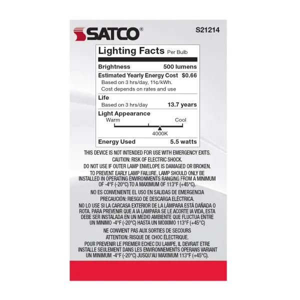 5.5 Watt G16.5 LED Filament - White - Candelabra base - 90 CRI - 4000K - 120 Volt - Image 6