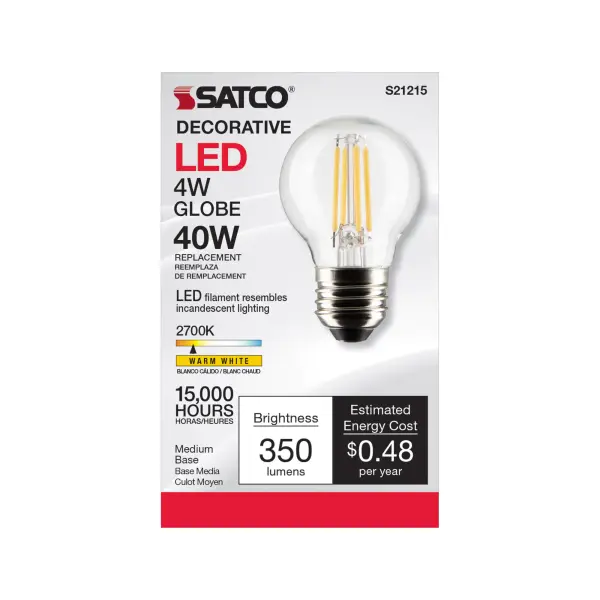 4 Watt G16.5 LED Filament - Clear - Medium base - 90 CRI - 2700K - 120 Volt - Image 4