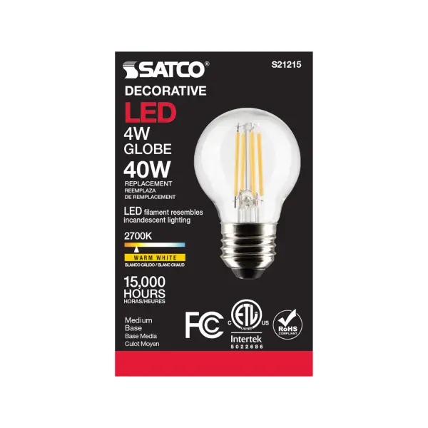 4 Watt G16.5 LED Filament - Clear - Medium base - 90 CRI - 2700K - 120 Volt - Image 5