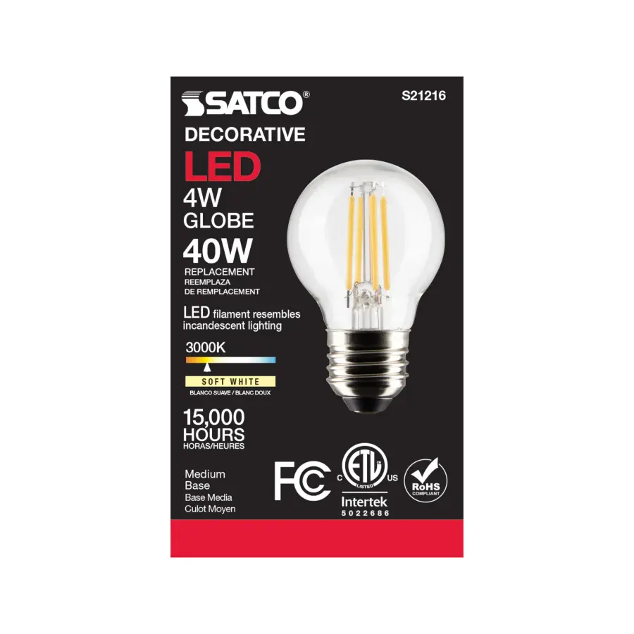 4 Watt G16.5 LED Filament - Clear - Medium base - 90 CRI - 3000K - 120 Volt - Image 5