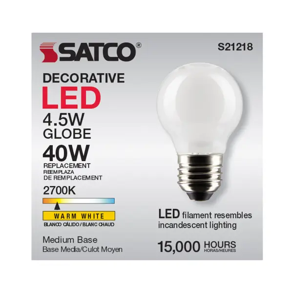 4.5 Watt G16.5 LED Filament - White - Medium base - 90 CRI - 2700K - 120 Volt - Image 11