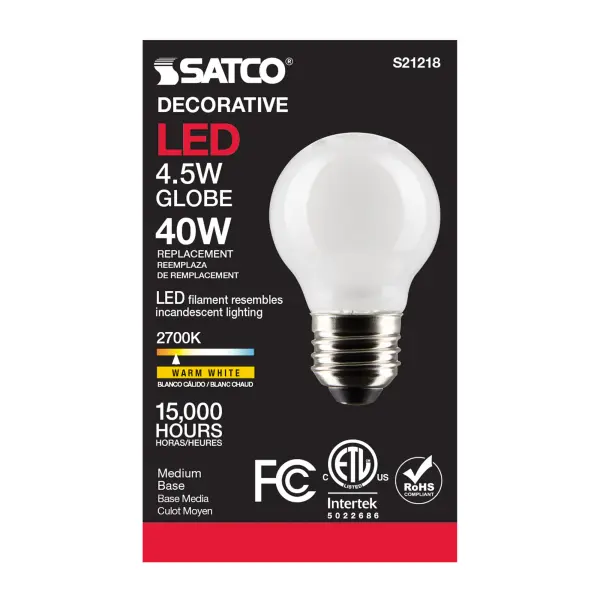 4.5 Watt G16.5 LED Filament - White - Medium base - 90 CRI - 2700K - 120 Volt - Image 5
