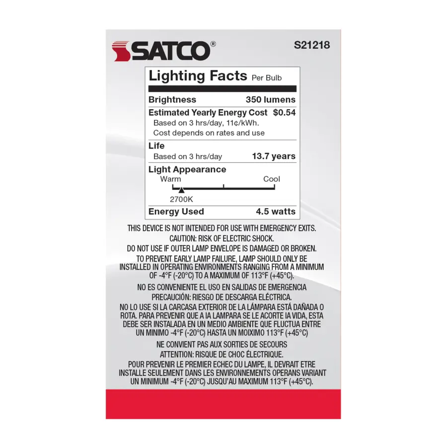 4.5 Watt G16.5 LED Filament - White - Medium base - 90 CRI - 2700K - 120 Volt - Image 6