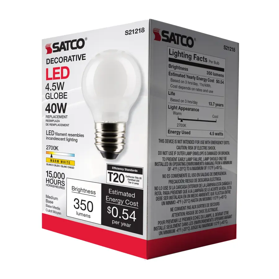 4.5 Watt G16.5 LED Filament - White - Medium base - 90 CRI - 2700K - 120 Volt - Image 9