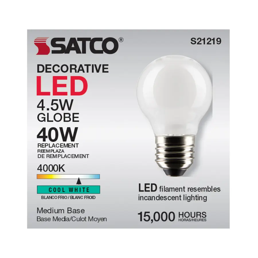 4.5 Watt G16.5 LED Filament - White - Medium base - 90 CRI - 4000K - 120 Volt - Image 11