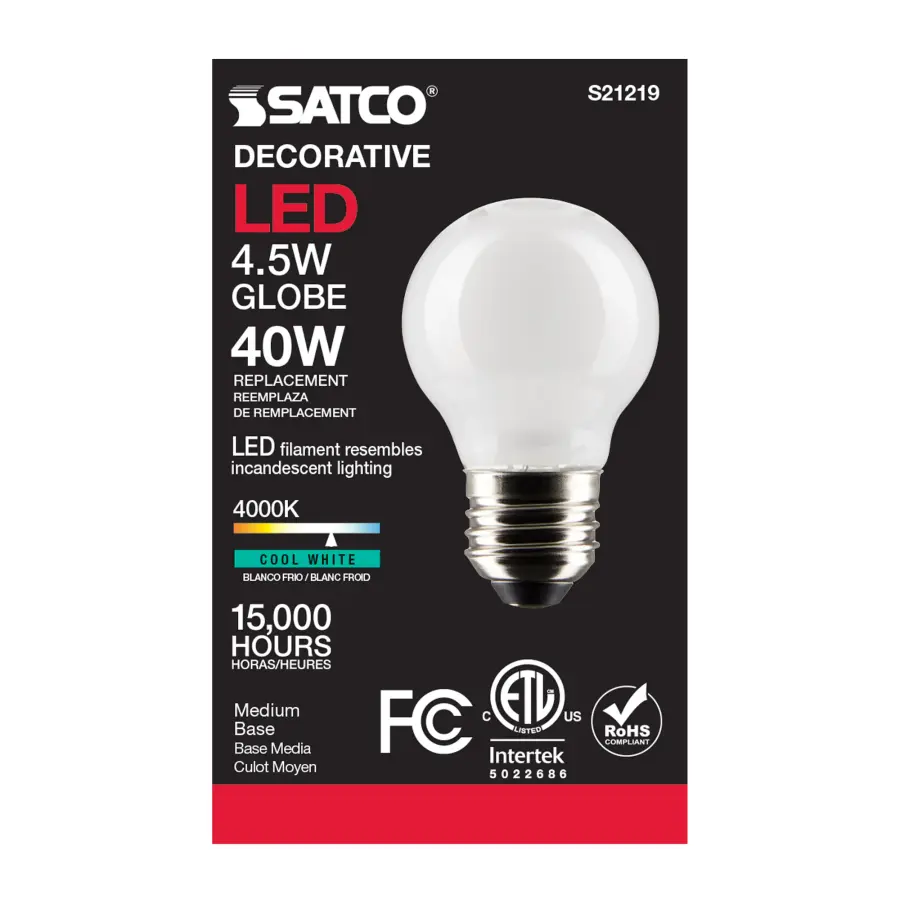 4.5 Watt G16.5 LED Filament - White - Medium base - 90 CRI - 4000K - 120 Volt - Image 5