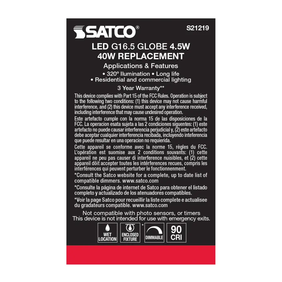 4.5 Watt G16.5 LED Filament - White - Medium base - 90 CRI - 4000K - 120 Volt - Image 7