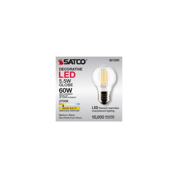 5.5 Watt G16.5 LED Filament - Clear - Medium base - 90 CRI - 2700K - 120 Volt - Image 11