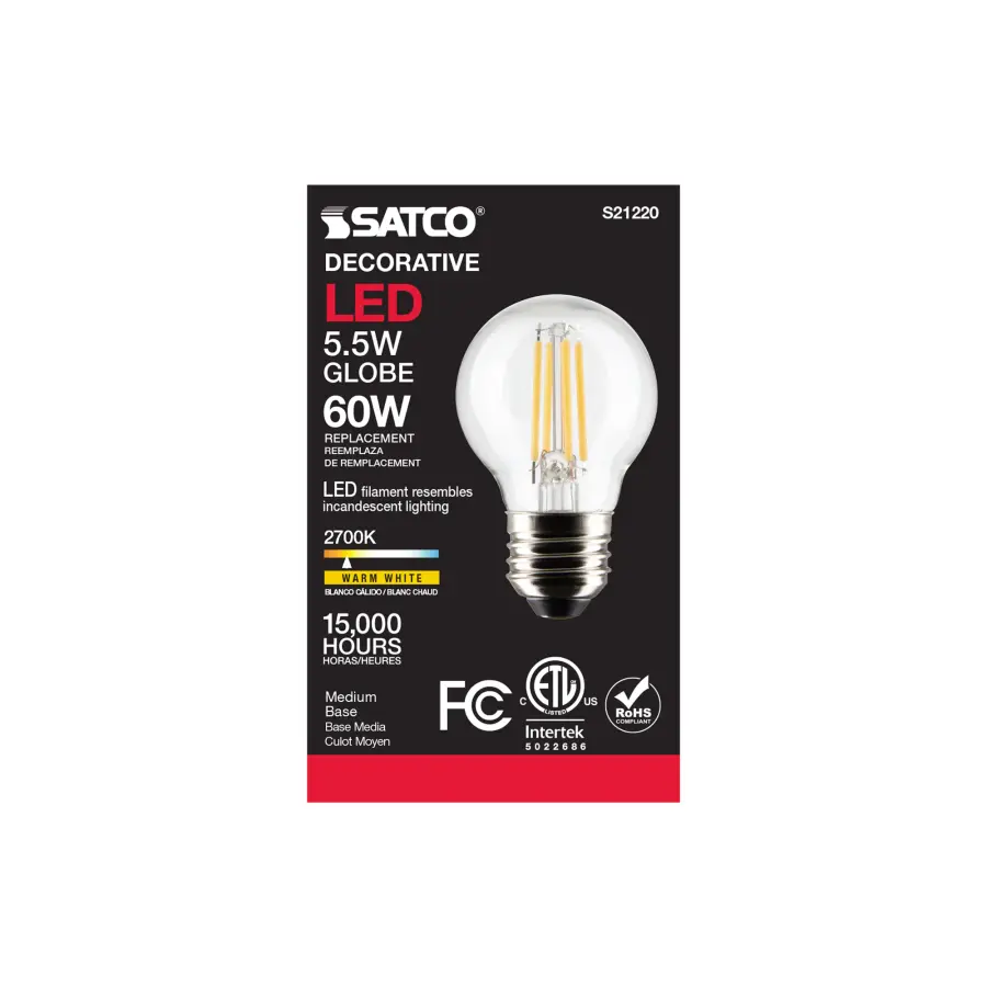 5.5 Watt G16.5 LED Filament - Clear - Medium base - 90 CRI - 2700K - 120 Volt - Image 5