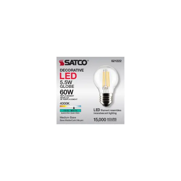 5.5 Watt G16.5 LED Filament - Clear - Medium base - 90 CRI - 4000K - 120 Volt - Image 11