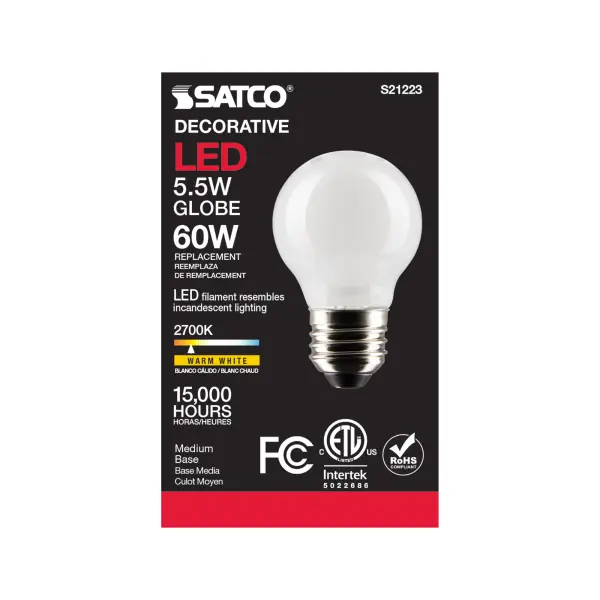 5.5 Watt G16.5 LED Filament - White - Medium base - 90 CRI - 2700K - 120 Volt - Image 5