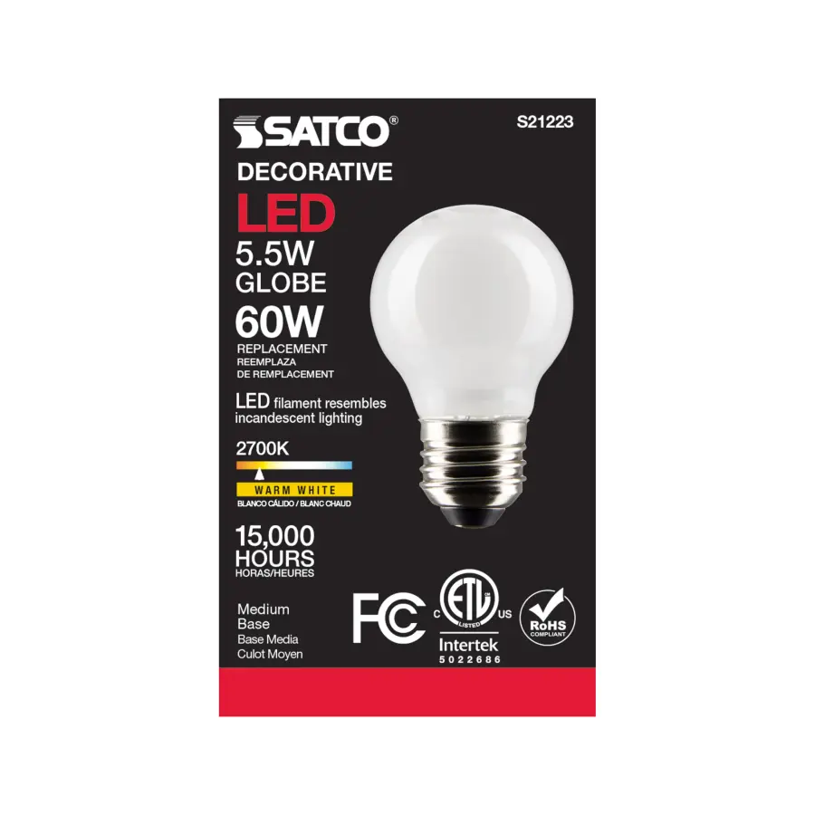 5.5 Watt G16.5 LED Filament - White - Medium base - 90 CRI - 2700K - 120 Volt - Image 5