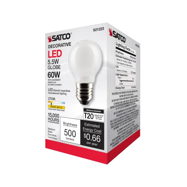 5.5 Watt G16.5 LED Filament - White - Medium base - 90 CRI - 2700K - 120 Volt - Image 9