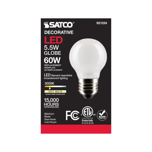 5.5 Watt G16.5 LED Filament - White - Medium base - 90 CRI - 3000K - 120 Volt - Image 5