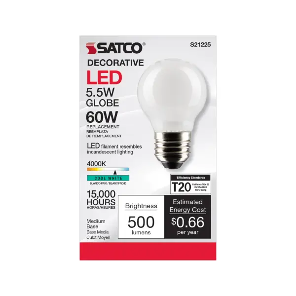 5.5 Watt G16.5 LED Filament - White - Medium base - 90 CRI - 4000K - 120 Volt - Image 4