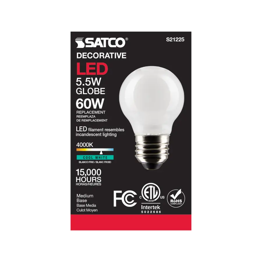 5.5 Watt G16.5 LED Filament - White - Medium base - 90 CRI - 4000K - 120 Volt - Image 5