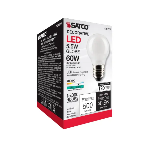 5.5 Watt G16.5 LED Filament - White - Medium base - 90 CRI - 4000K - 120 Volt - Image 8