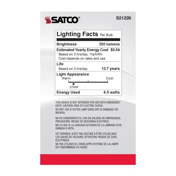 4.5 Watt G25 LED Filament - Clear - Medium base - 90 CRI - 2700K - 120 Volt - Image 7