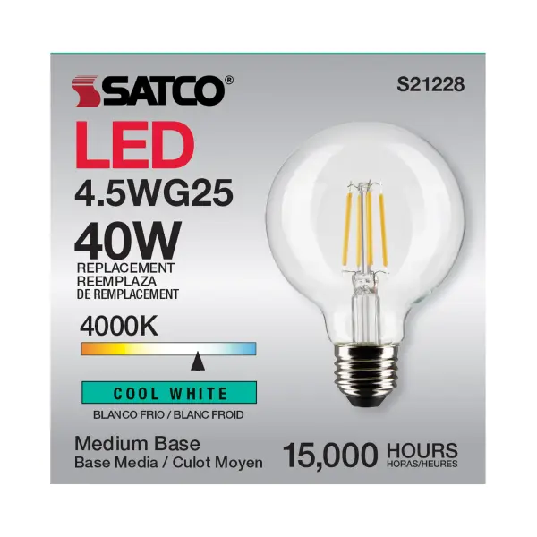4.5 Watt G25 LED Filament - Clear - Medium base - 90 CRI - 4000K - 120 Volt - Image 11
