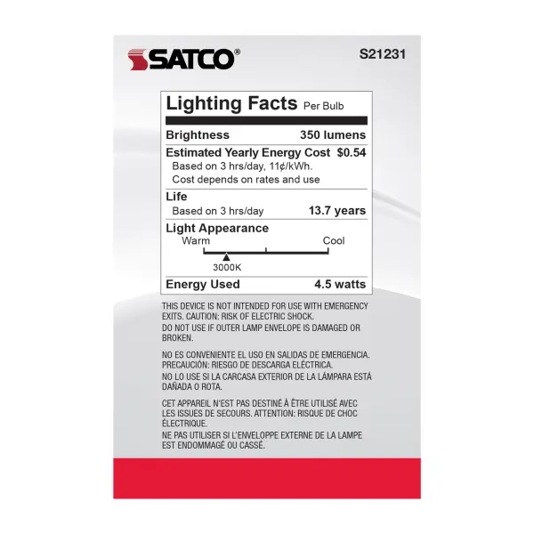 4.5 Watt G25 LED Filament - White - Medium base - 90 CRI - 3000K - 120 Volt - Image 6